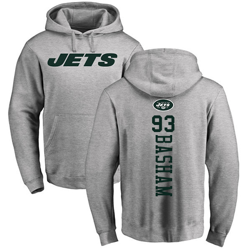 New York Jets Men Ash Tarell Basham Backer NFL Football #93 Pullover Hoodie Sweatshirts->youth nfl jersey->Youth Jersey